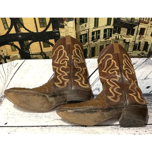 Vintage Cat's Paw Neoprene Ostrich Mens Leather Western Cowboy Boots - Picture 7 of 15